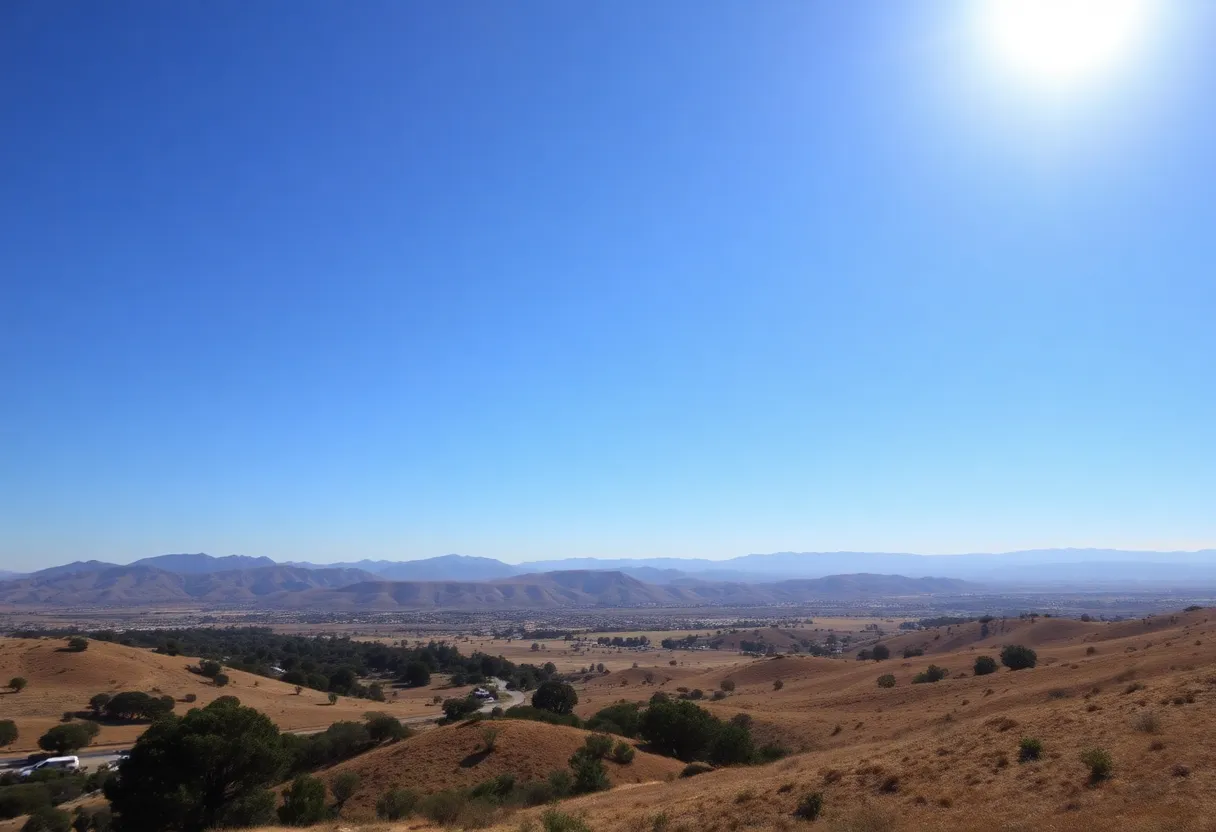 Landscape of Southern California during a severe heat wave