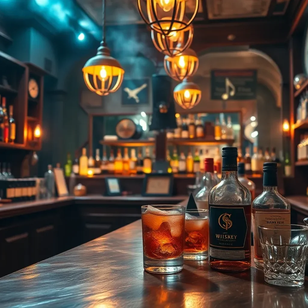 Interior of Stone Groove Stillhouse featuring bar and music elements
