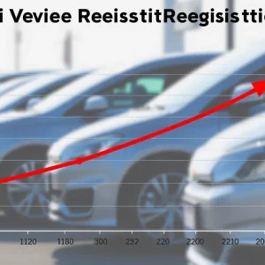 Infographic showing Tesla vehicle registration decline in California