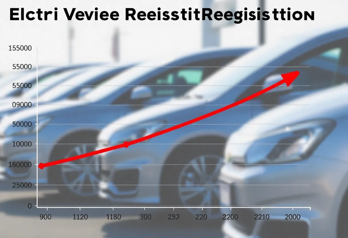 Infographic showing Tesla vehicle registration decline in California