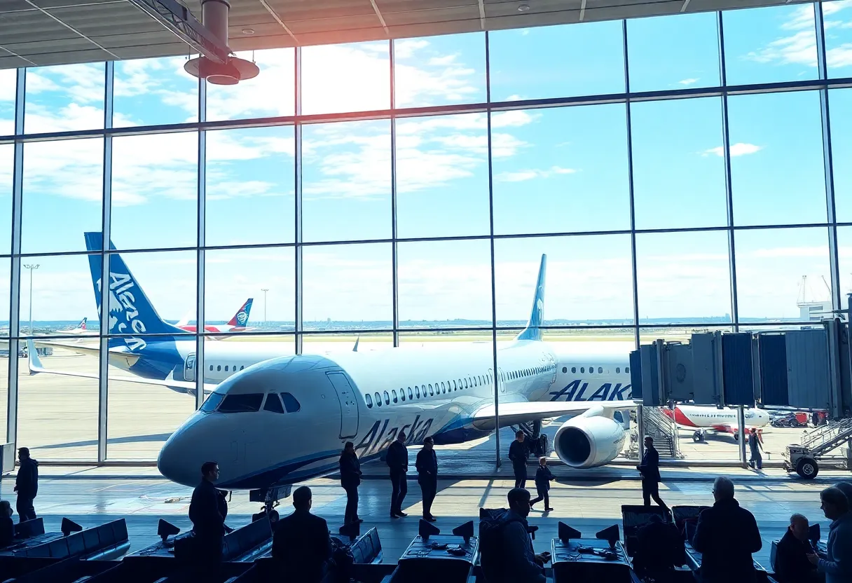 Alaska Airlines aircraft at the airport