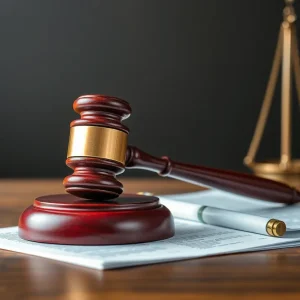 Courtroom scene symbolizing legal dispute