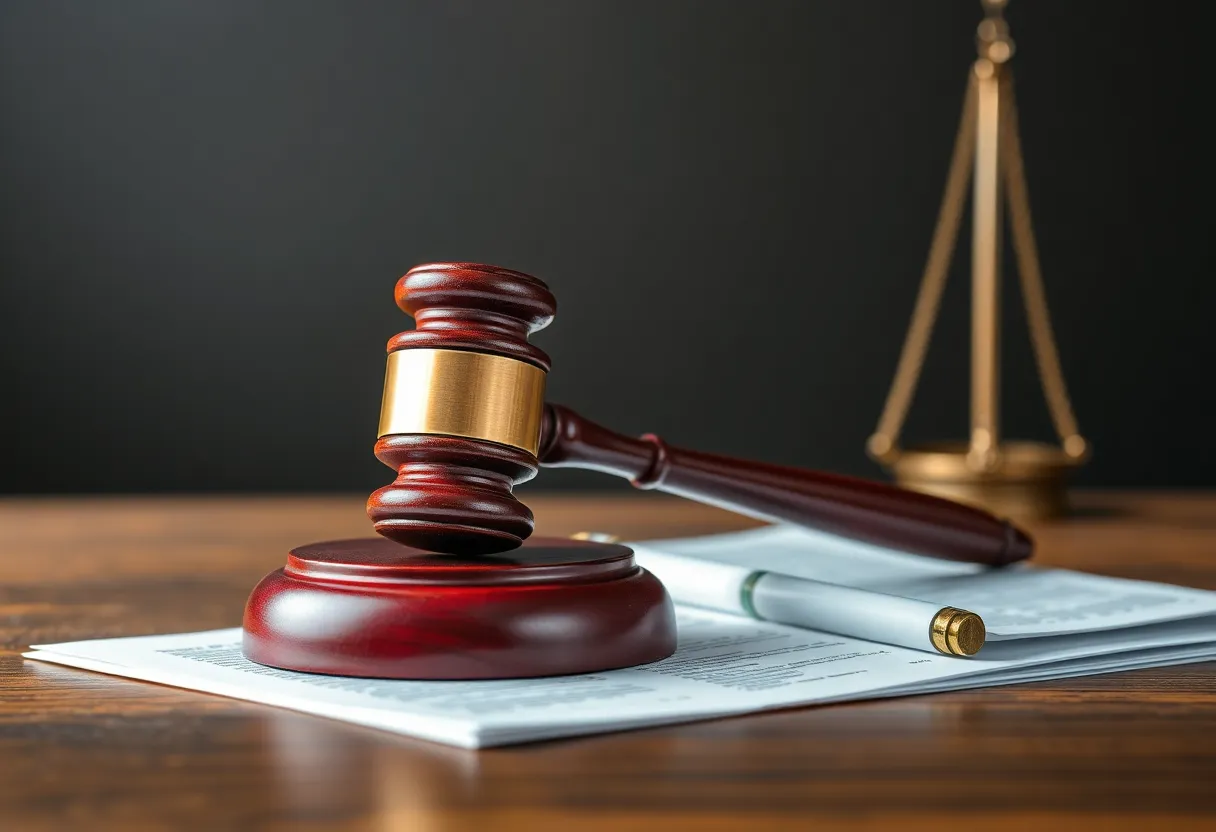 Courtroom scene symbolizing legal dispute