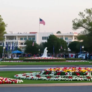 A peaceful view of Anaheim, symbolizing community remembrance.