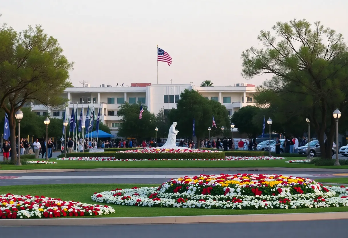 A peaceful view of Anaheim, symbolizing community remembrance.