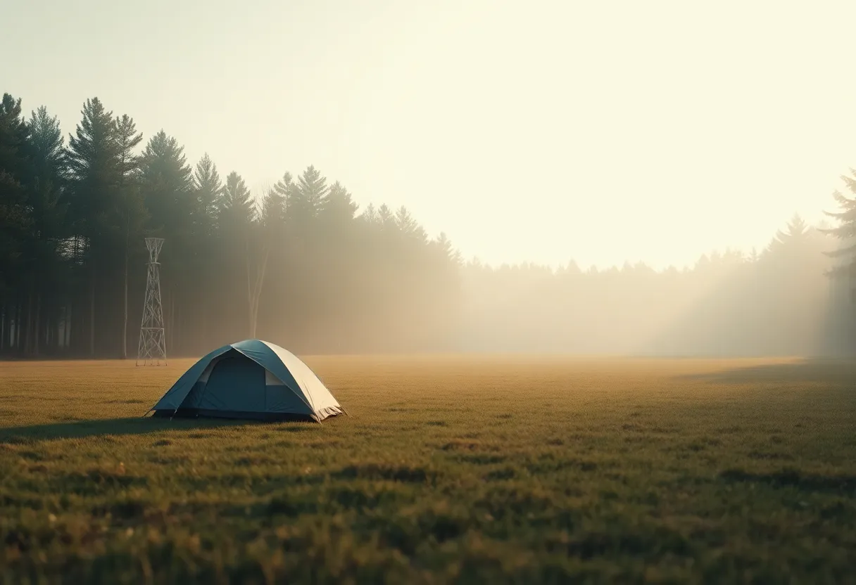 Tent in an empty field representing homelessness issues