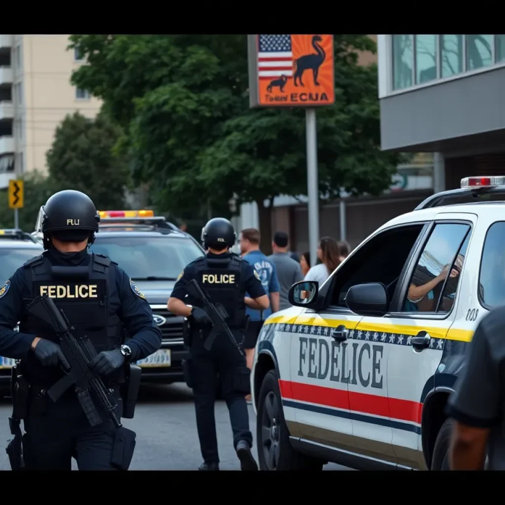 Federal agents conducting an immigration enforcement operation in Anaheim