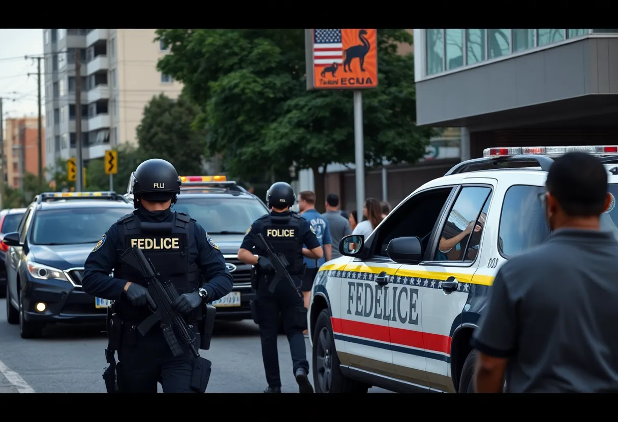 Federal agents conducting an immigration enforcement operation in Anaheim