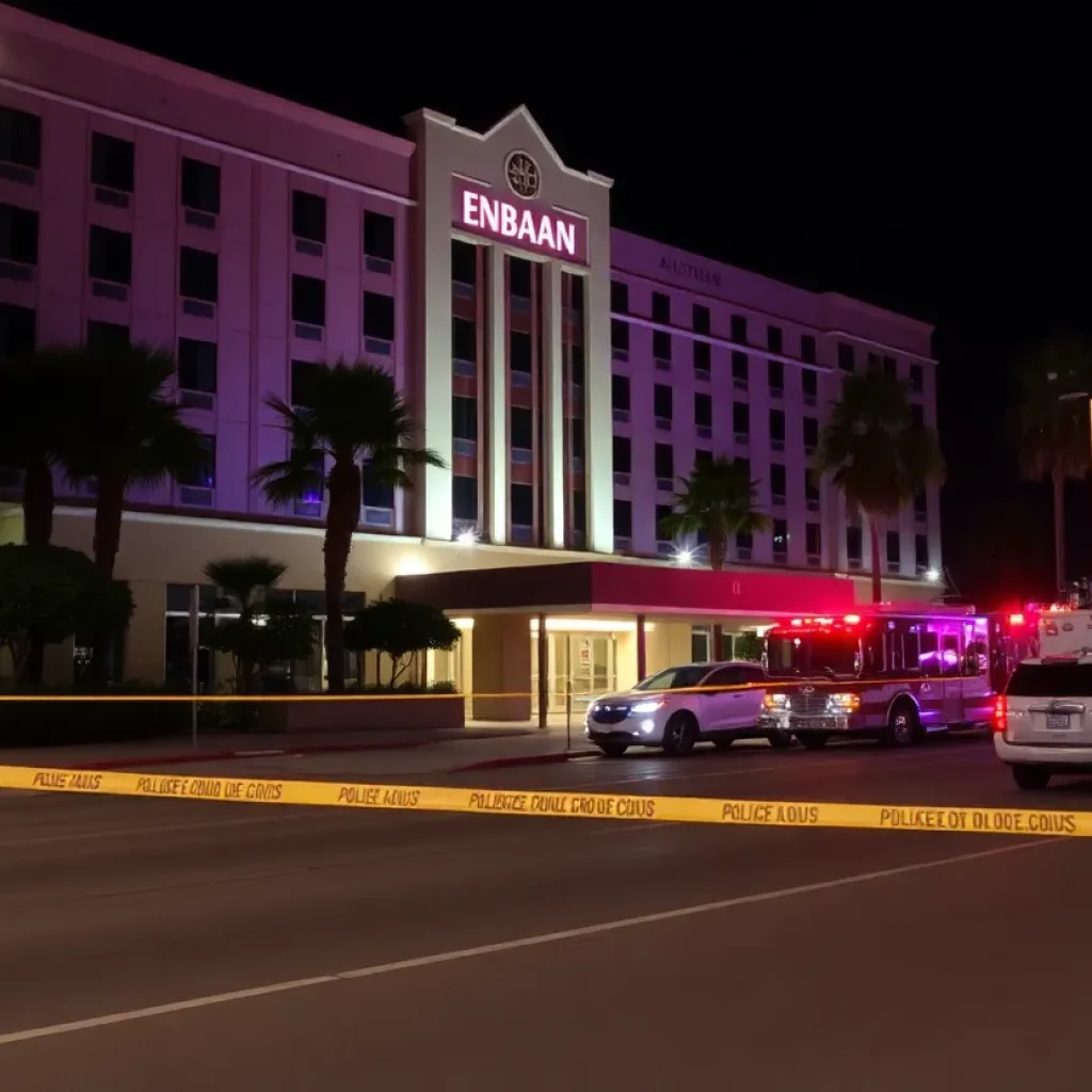 Police investigation scene outside Hotel Indigo