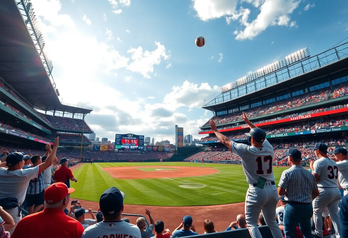 Exciting baseball game showing players and fans celebrating