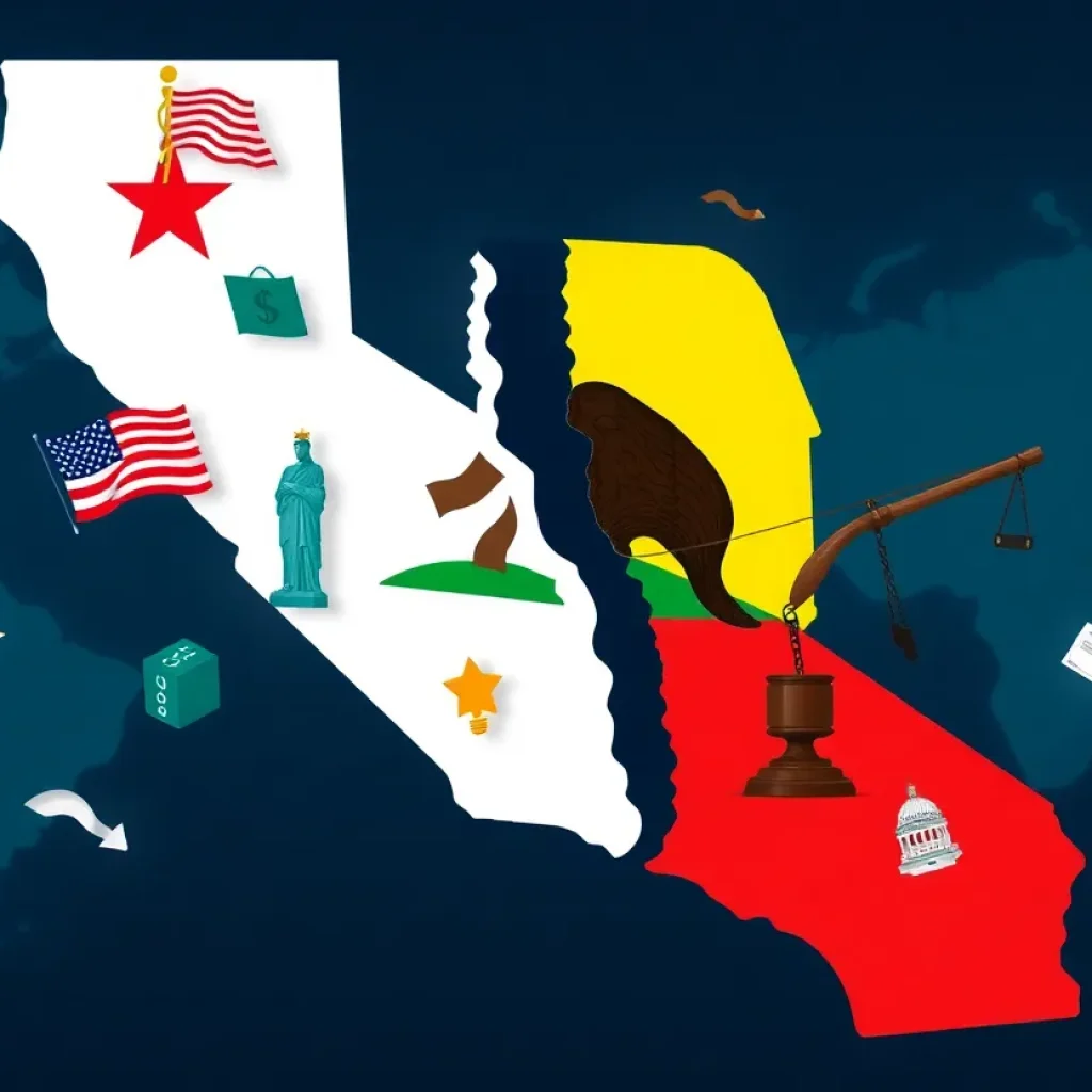 Conceptual map illustration for California secession movement