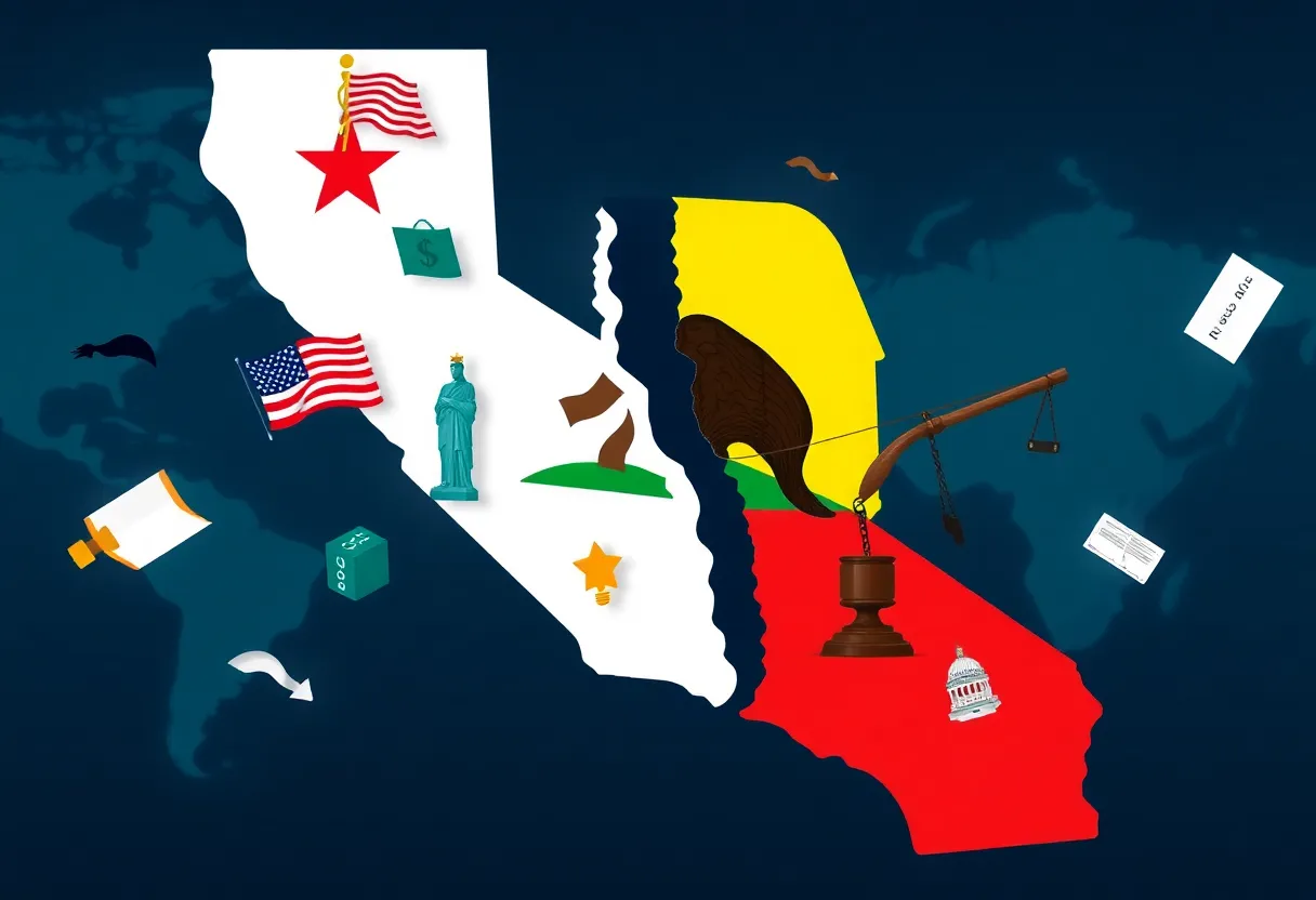 Conceptual map illustration for California secession movement