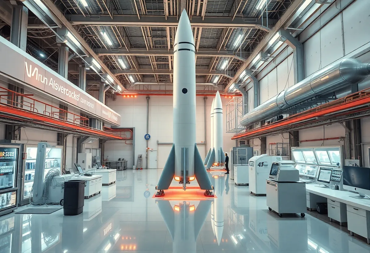 A vibrant aerospace startup hub showcasing advanced technologies.