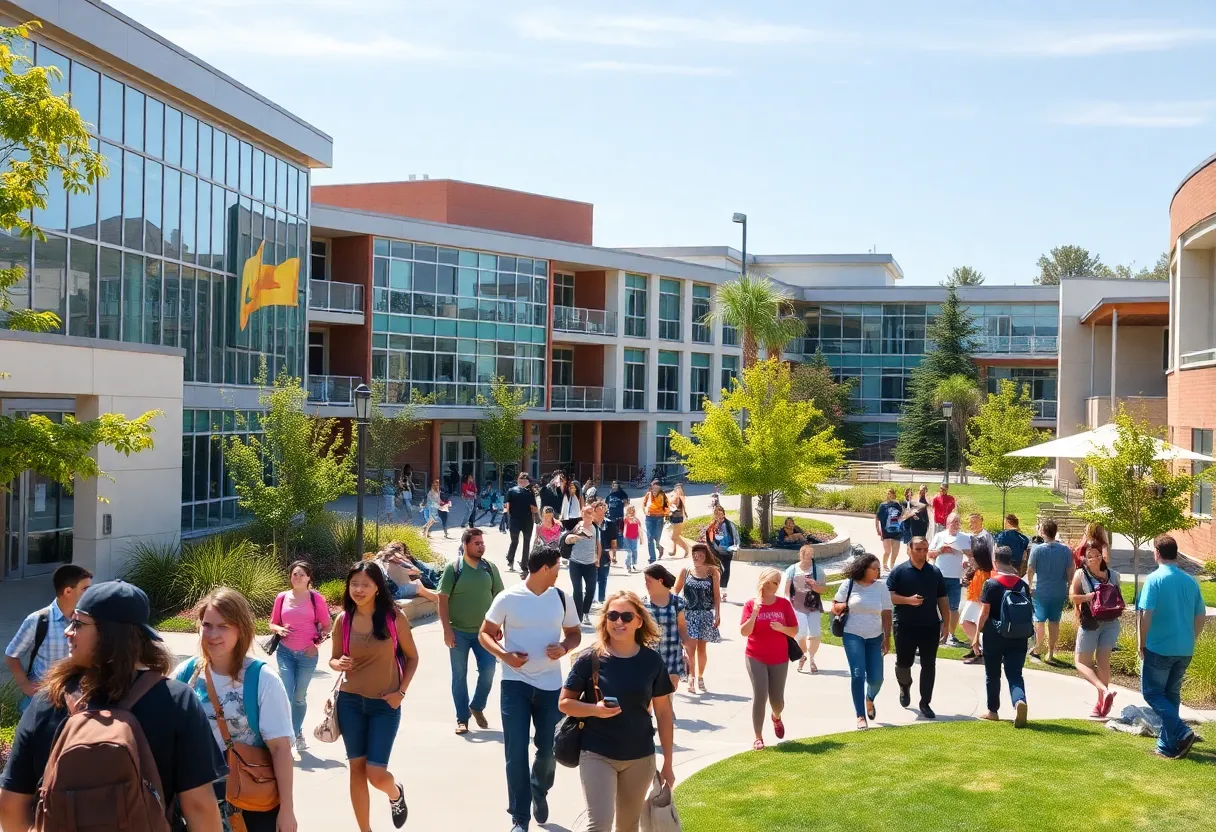 Students learning at a California community college campus