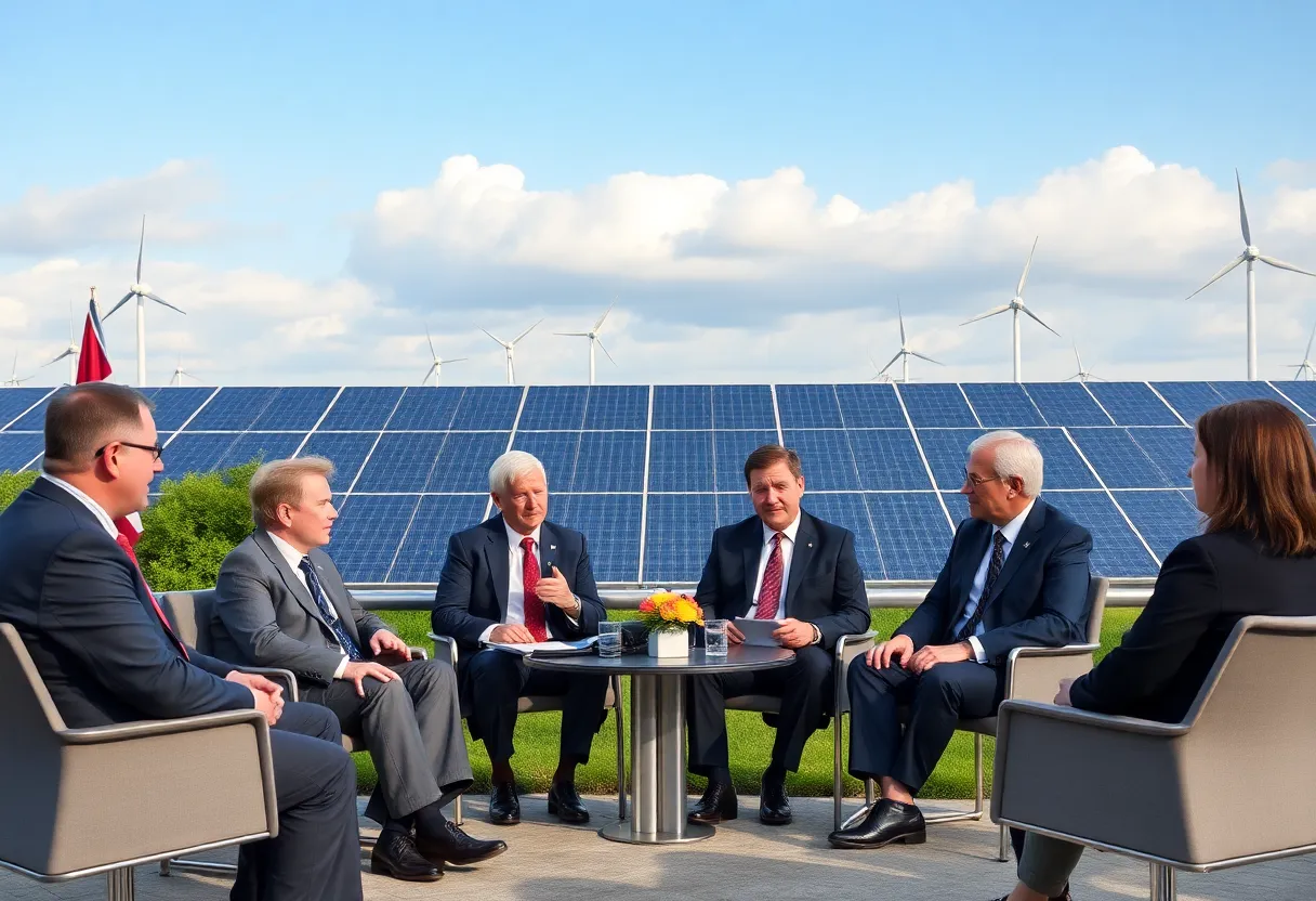 California and Denmark officials at climate agreement signing