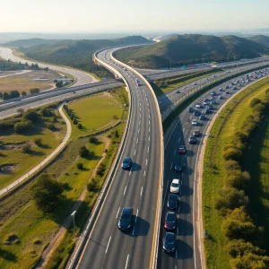 Electric vehicles on a California highway carpool lane.