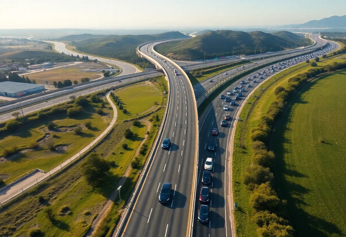 Electric vehicles on a California highway carpool lane.