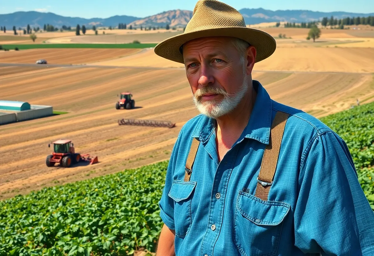 California farm depicting labor shortages and automated machinery