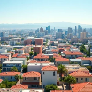 California cityscape emphasizing financial growth and clean energy