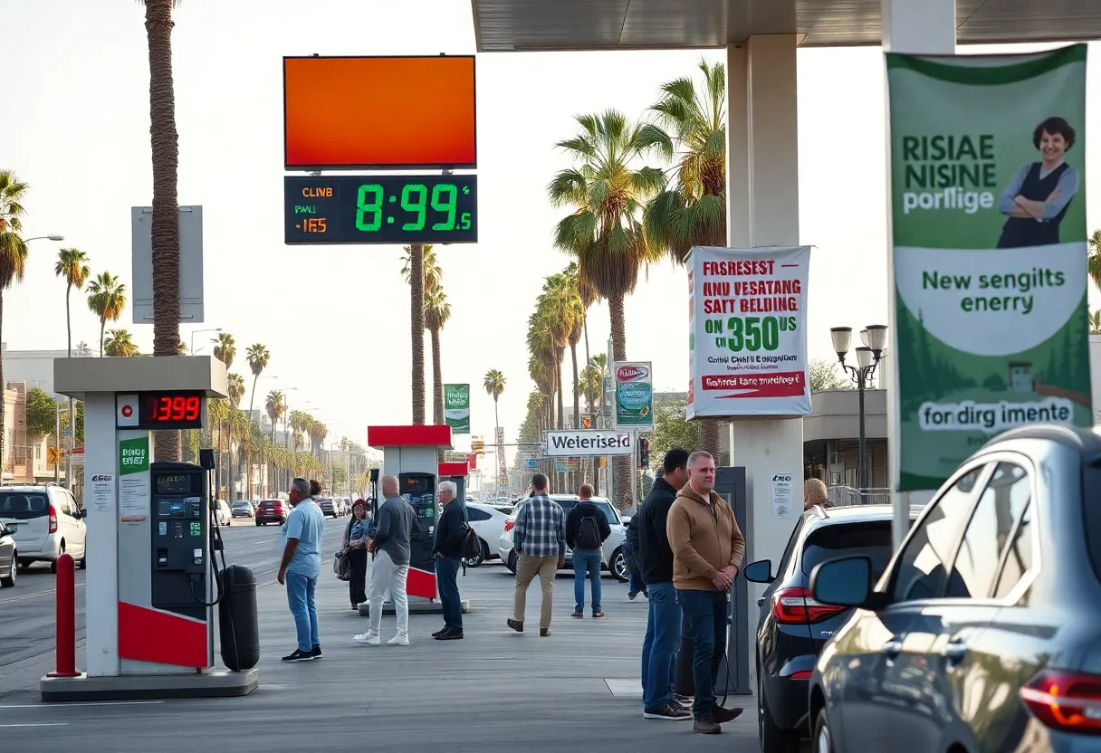 Gas stations in California showing increasing gasoline prices