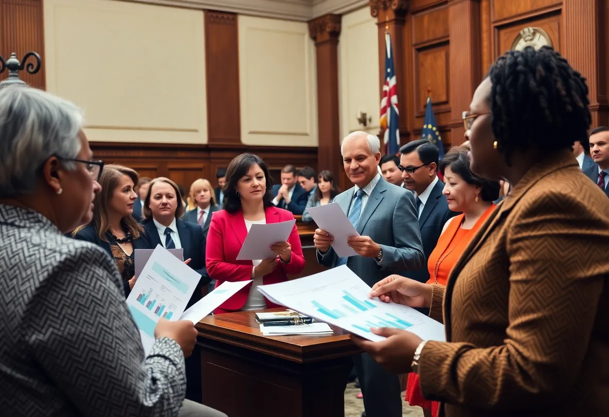 Lawmakers discussing climate initiatives in California Senate.