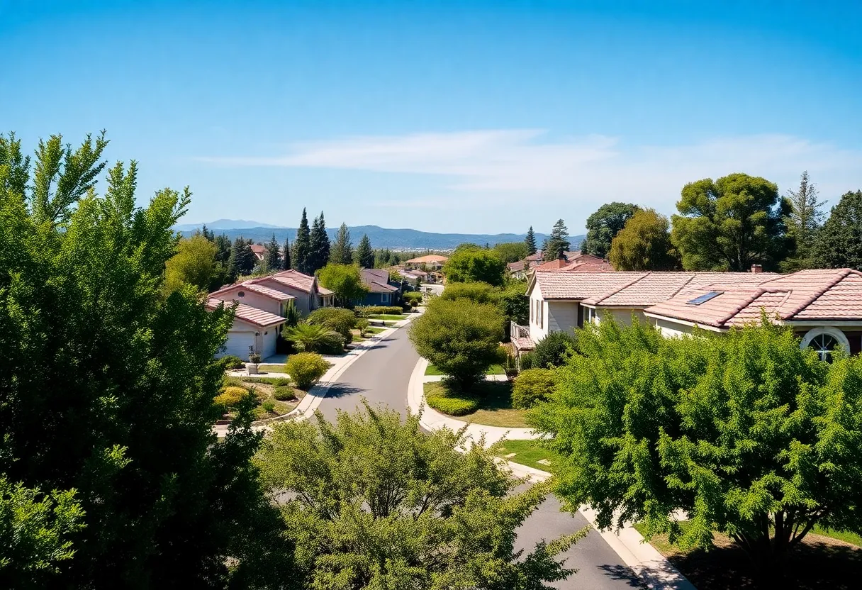 Neighborhood homes in California showcasing the environment related to home insurance challenges.