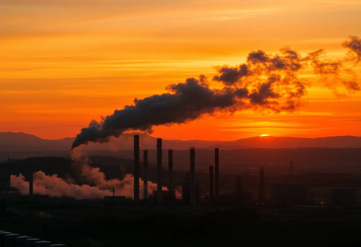 Aerial view of oil refineries in California