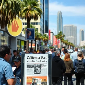 Newspaper stand featuring the California Post in Los Angeles