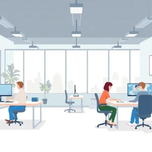 An illustration showing remote work flexibility in California.