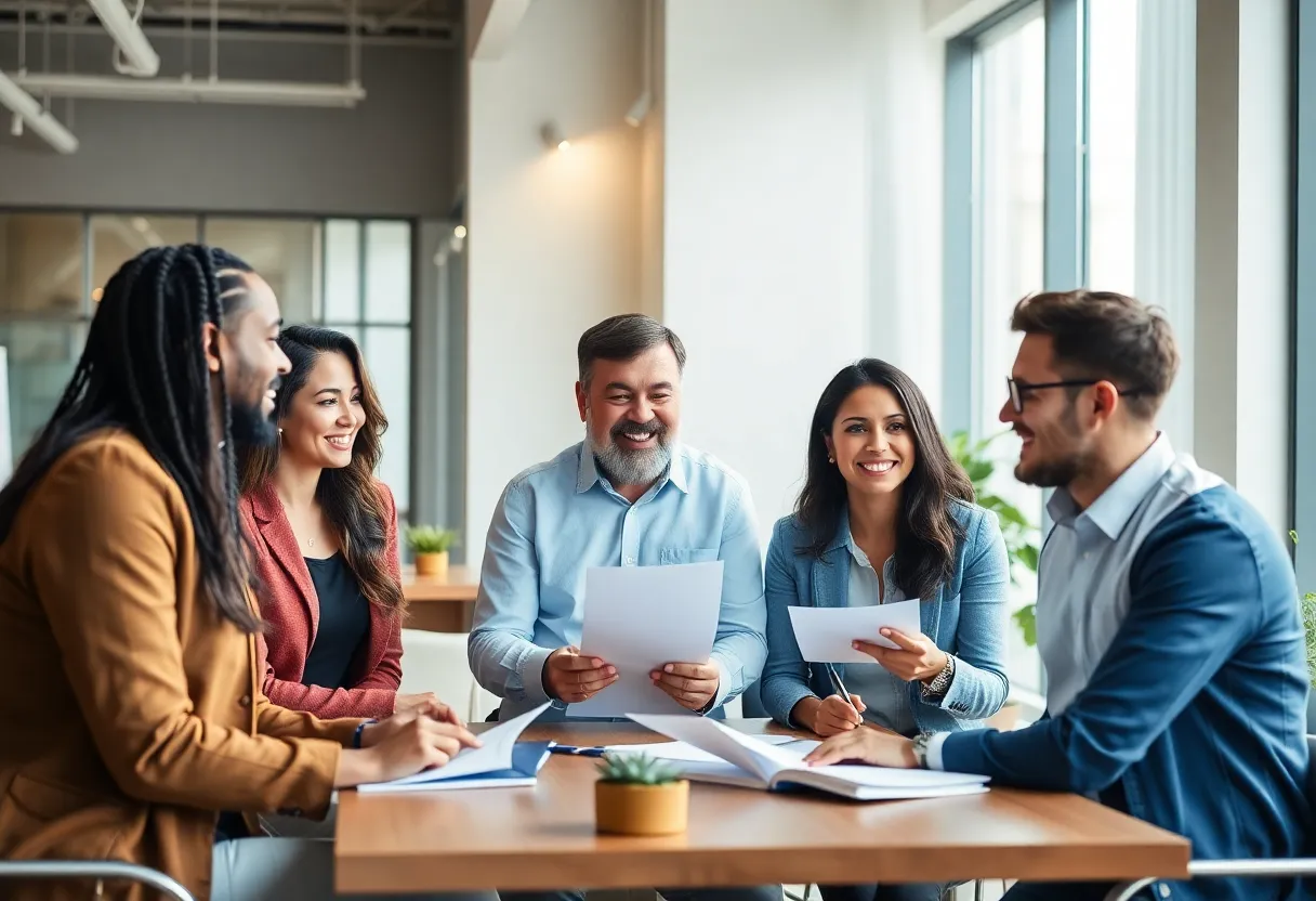 Small business owners in California collaborating