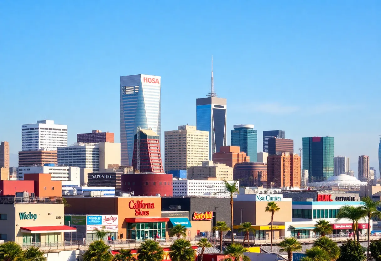 California skyline featuring small businesses