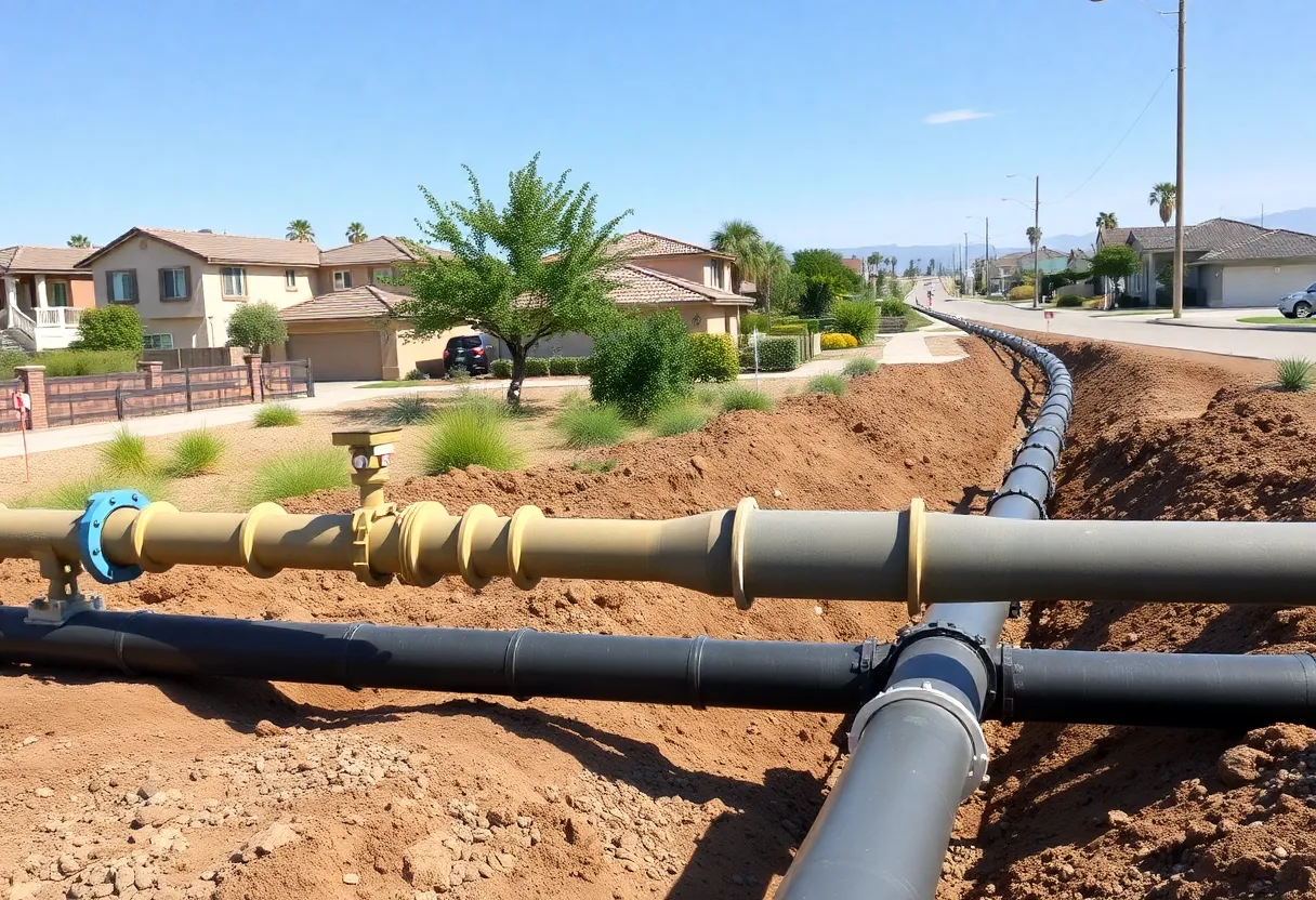 Modern water pipes in a Californian community