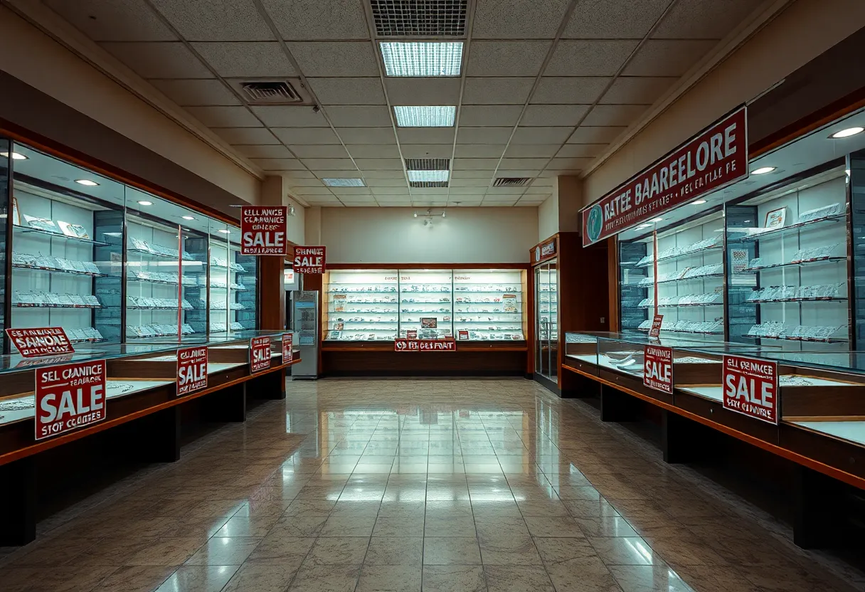 Empty Claire's store with sale signs