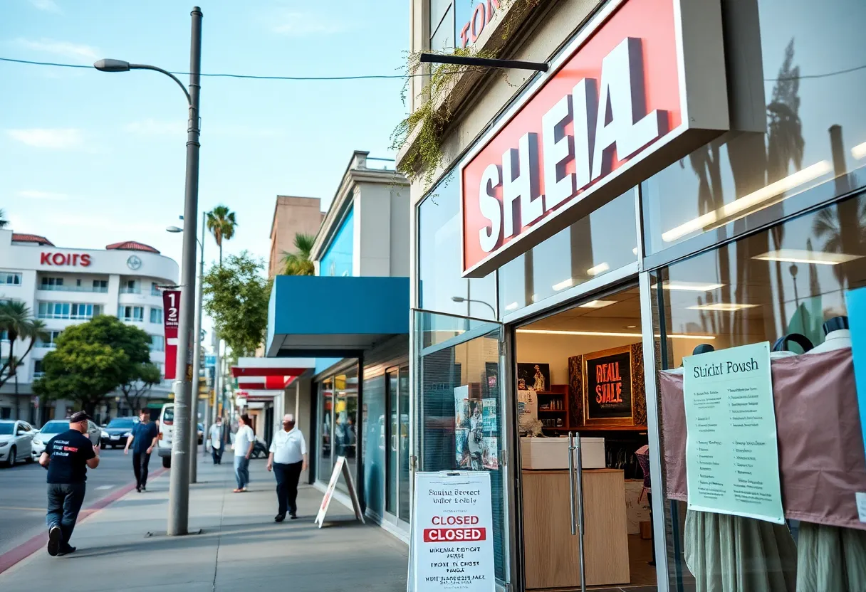 Closed retail store with a sign in California