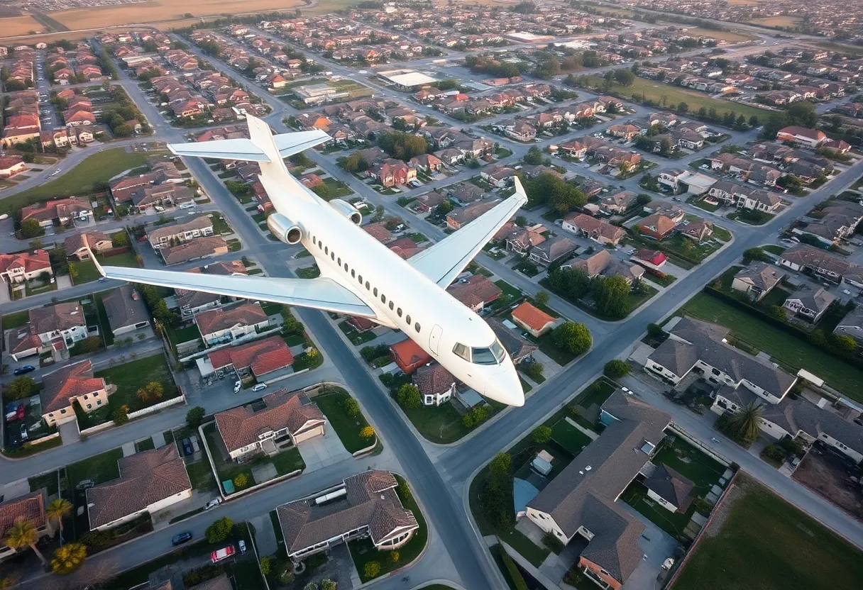Residential area affected by fuel dump from Delta Air Lines flight.