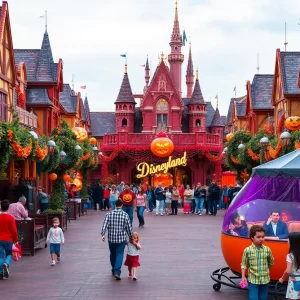 Families enjoying Disneyland Halloween festivities