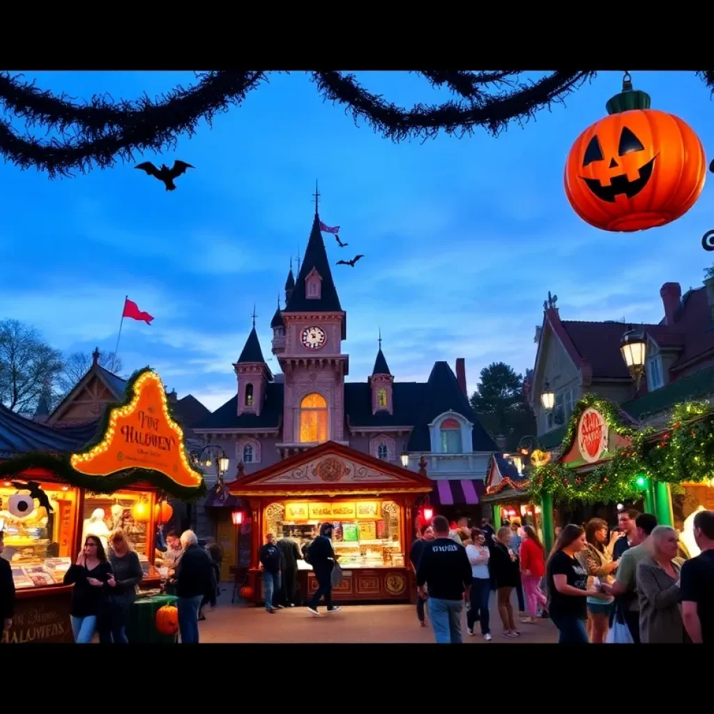 Halloween decorations and themed attractions at Disneyland