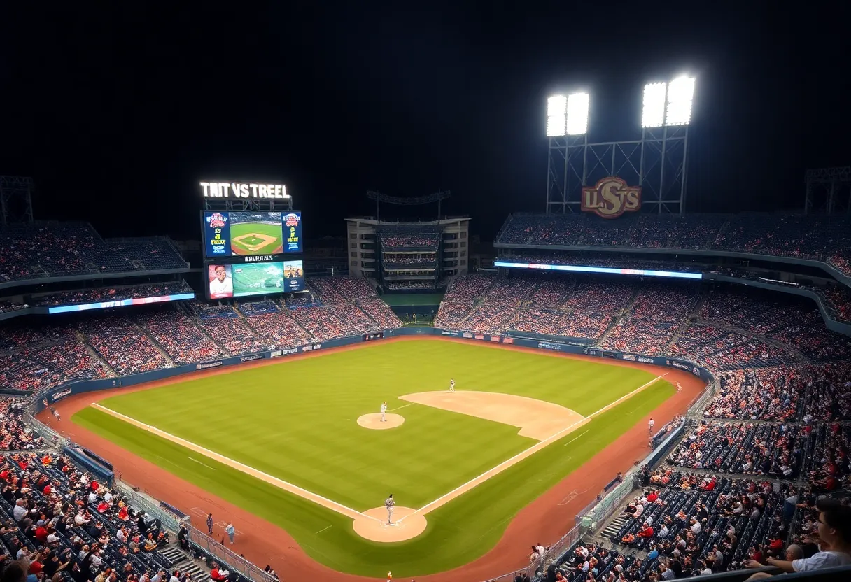 Baseball game night at Los Angeles stadium