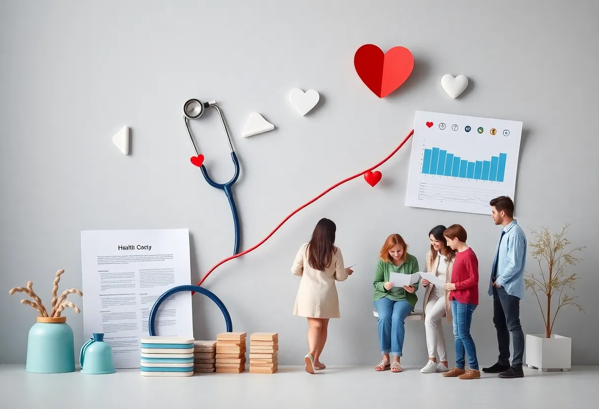 Representation of healthcare cost increase with medical elements.