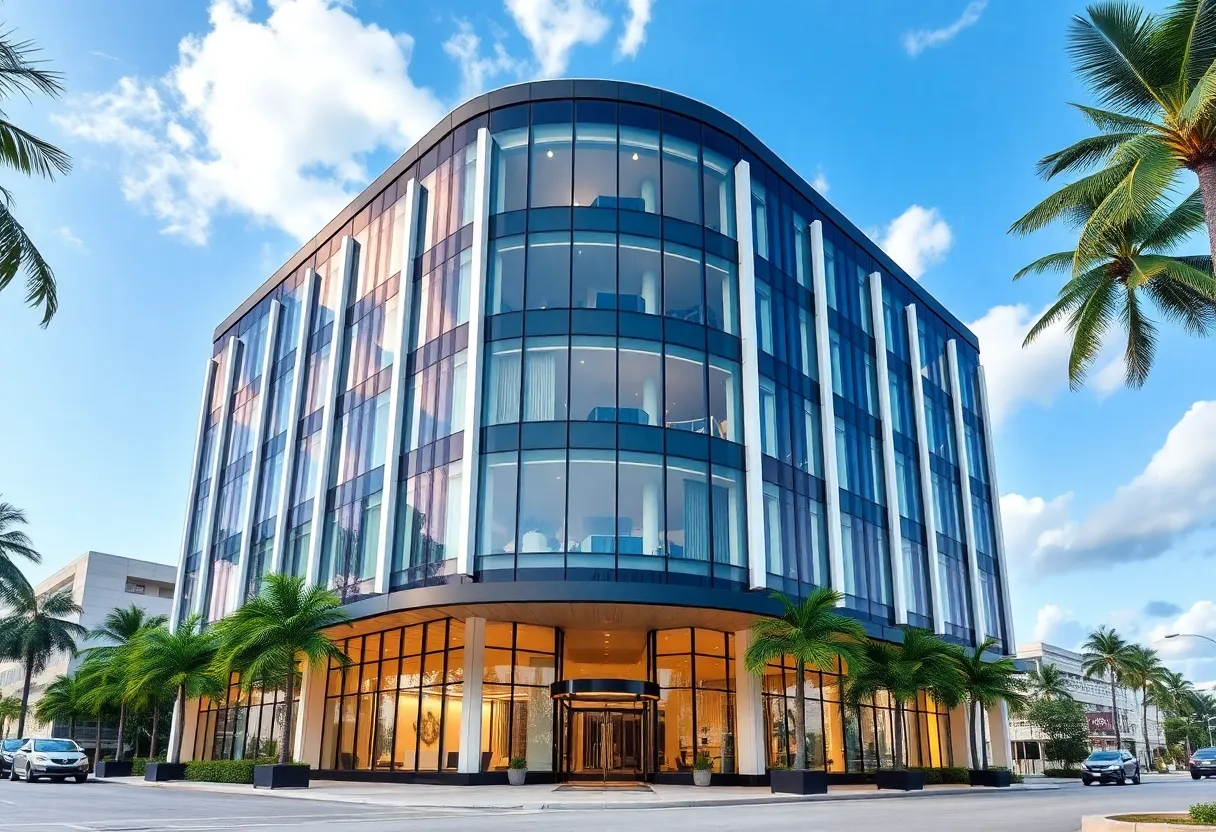 Exterior of the new Playboy headquarters in Miami Beach