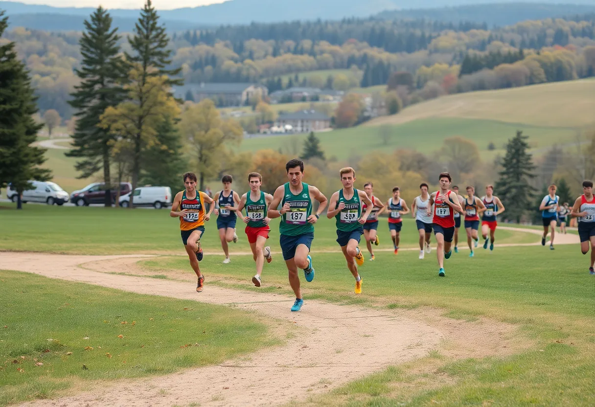 Runners from SDSU cross country team competing in a race