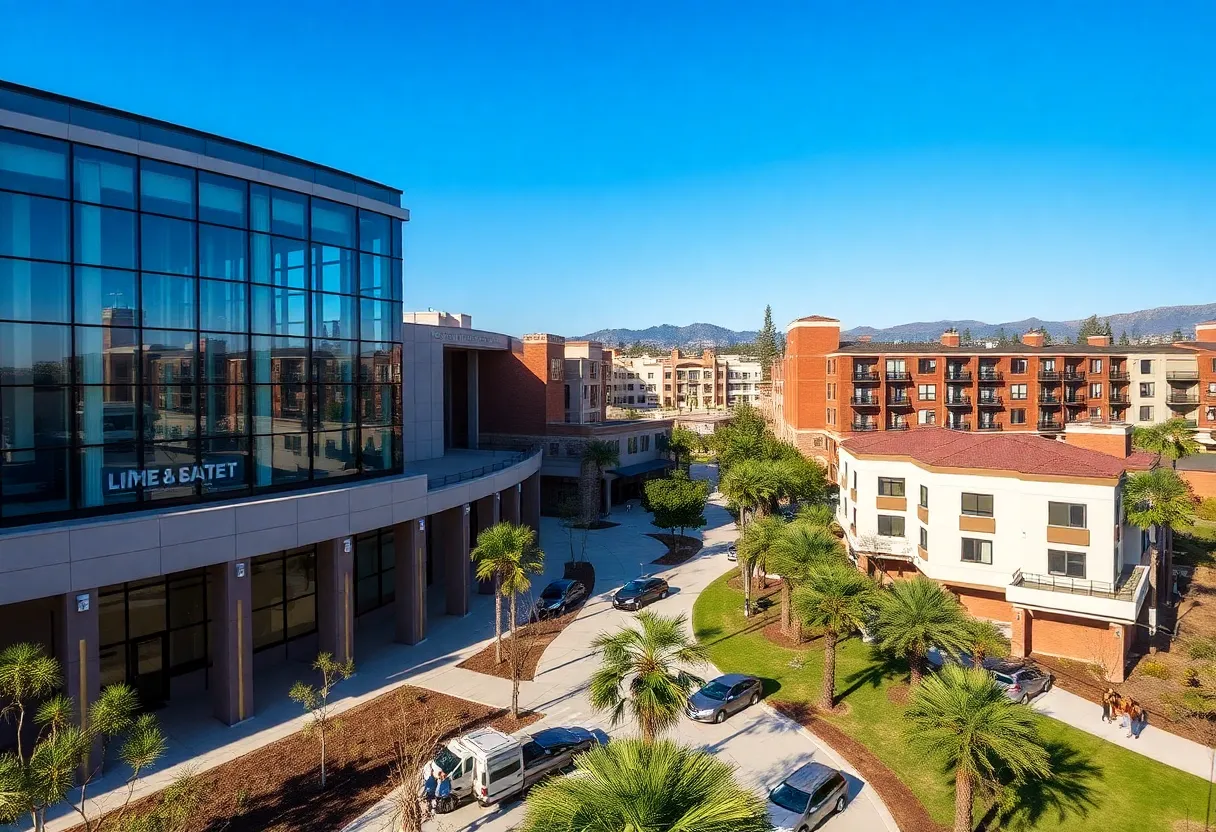 Aerial view of new building constructions at SDSU campus.