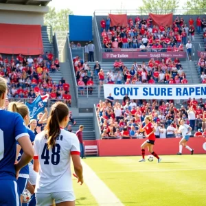 San Diego State women's soccer team playing a match