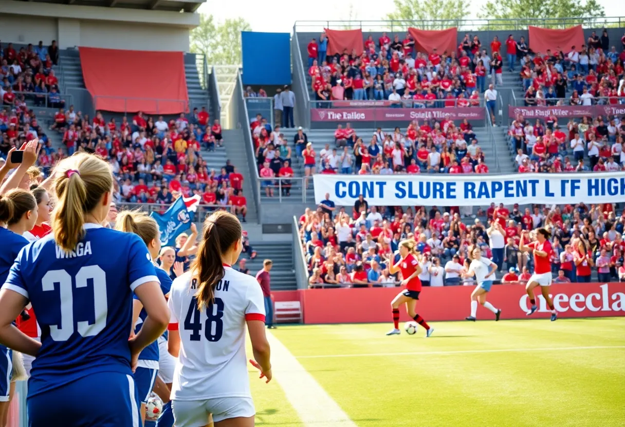 San Diego State women's soccer team playing a match