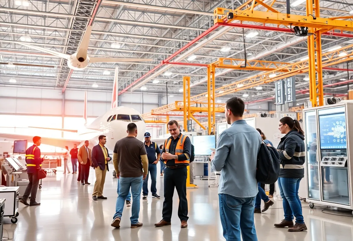 A view of Southern California's aerospace sector with advanced technology and workers.
