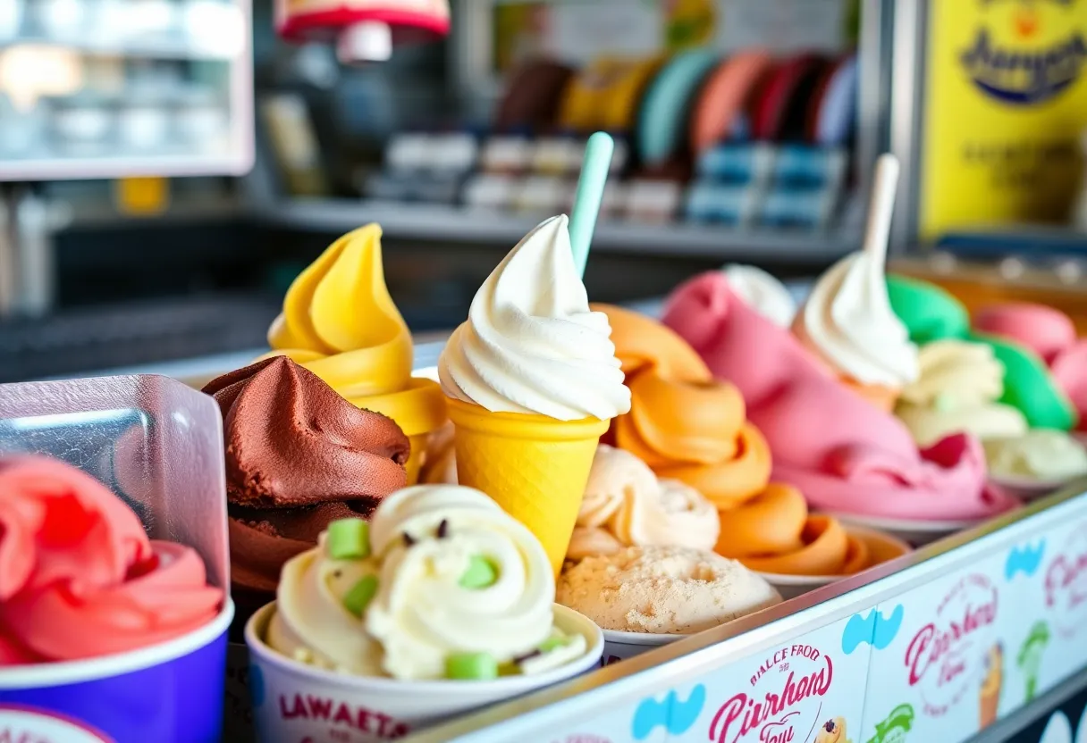 Selection of Thrifty Ice Cream flavors on display