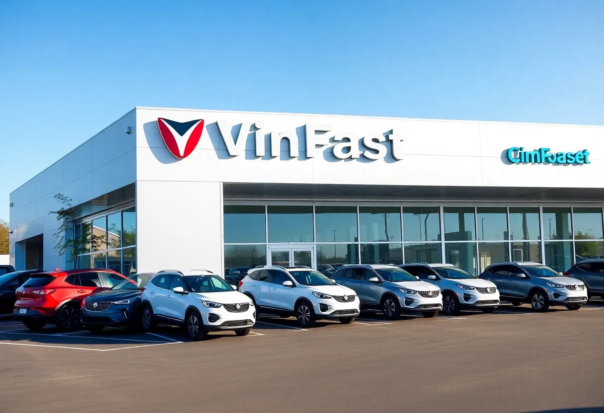 VinFast San Diego dealership showcasing VF 8 and VF 9 SUVs