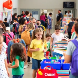 Families participating in the Back-to-School Fair in West Orange County