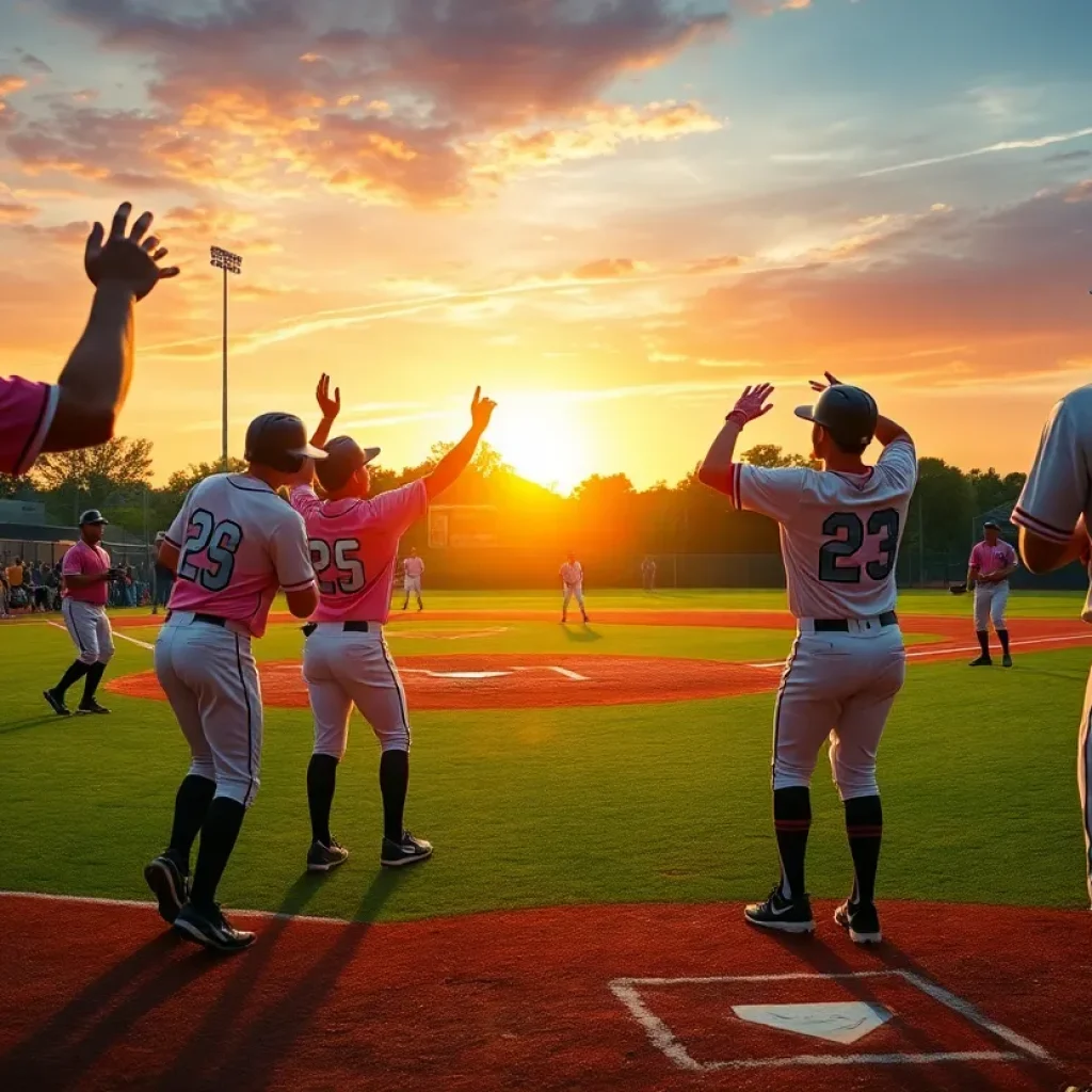 Houston Astros players celebrating their last game victory of the season.