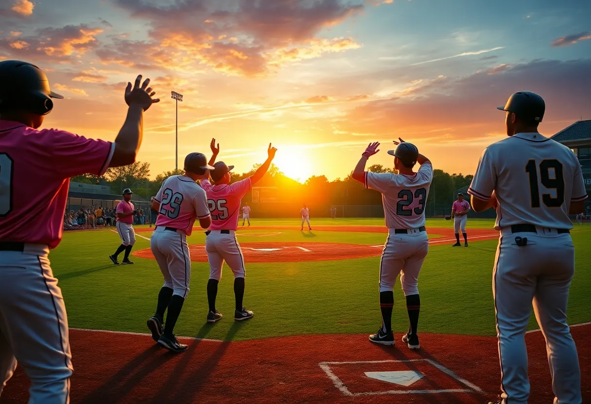 Houston Astros players celebrating their last game victory of the season.
